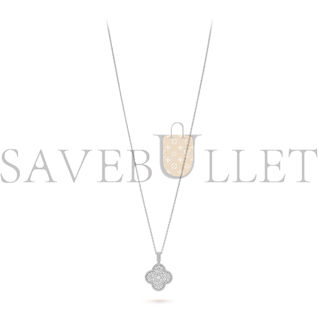 VAN CLEEF & ARPELS MAGIC ALHAMBRA LONG NECKLACE, 1 MOTIF - WHITE GOLD, DIAMOND  VCARO49O00